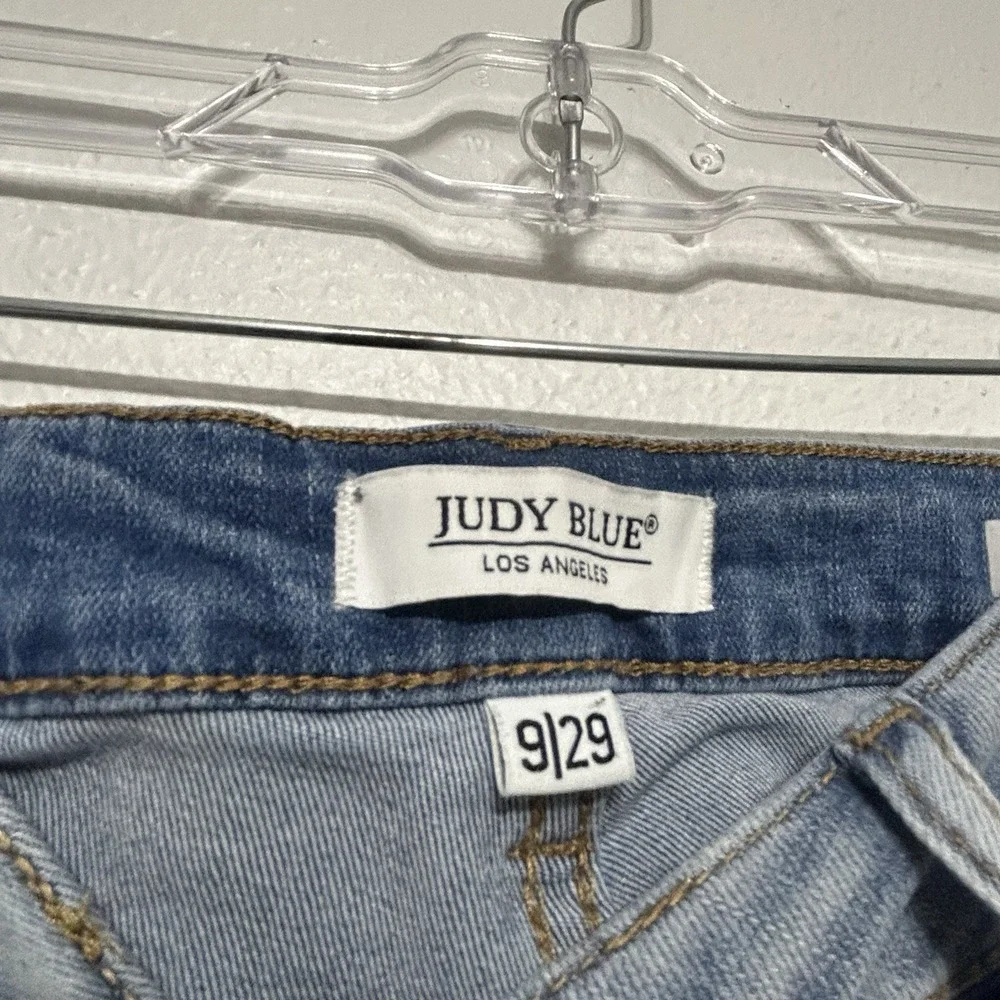 Judy Blue Skinny Fit Light Wash Denim Blue Jeans Womens Size 9/29 Floral Details